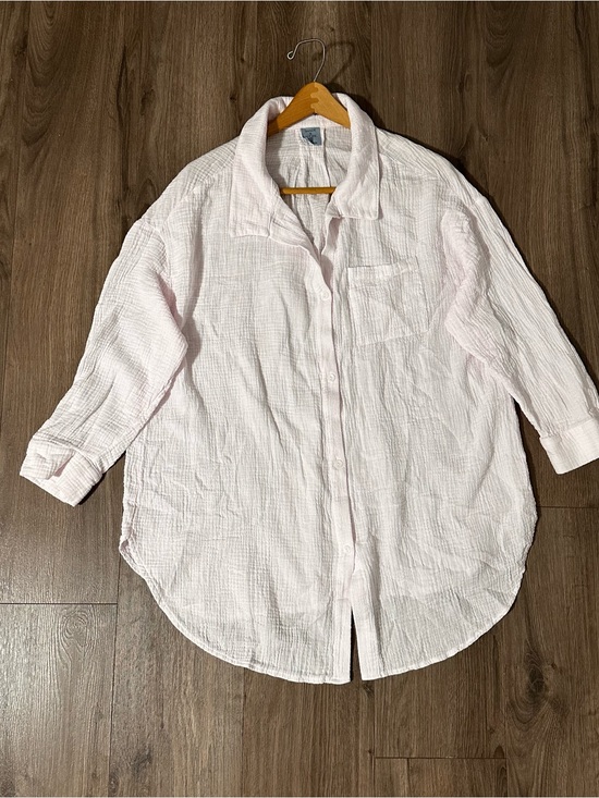 Shade & Shore Other - Pale Pink Cotton Gauze Button Down Beach Coverup Shirt